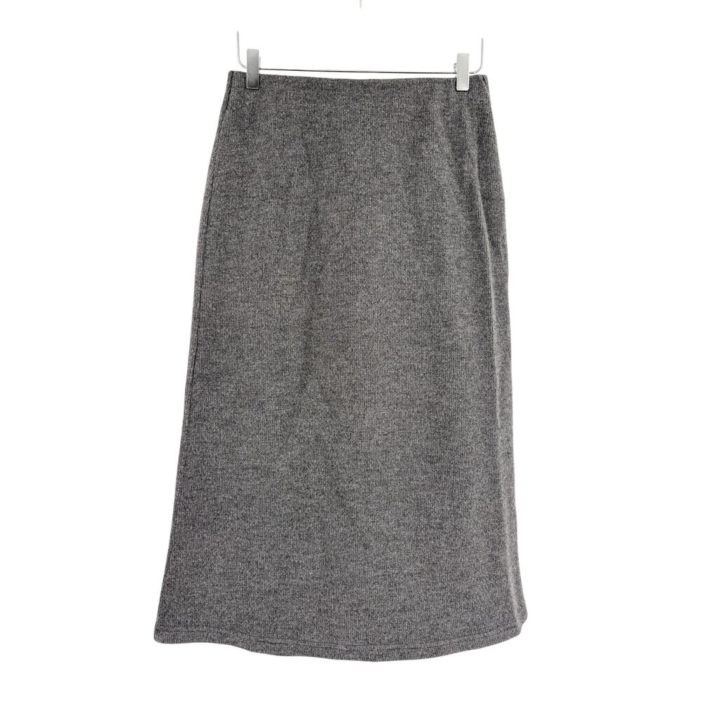 OGL Skirt Size M NEW Ribbed H-line Pull-on Midi Skirt Heather Black Gray - Picture 6 of 12